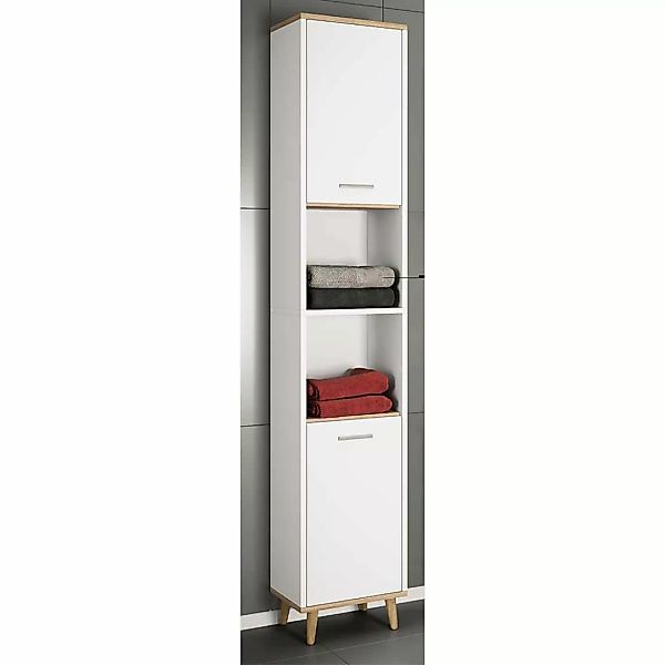 Badhochschrank schmal in modernem Design zwei Drehtüren günstig online kaufen