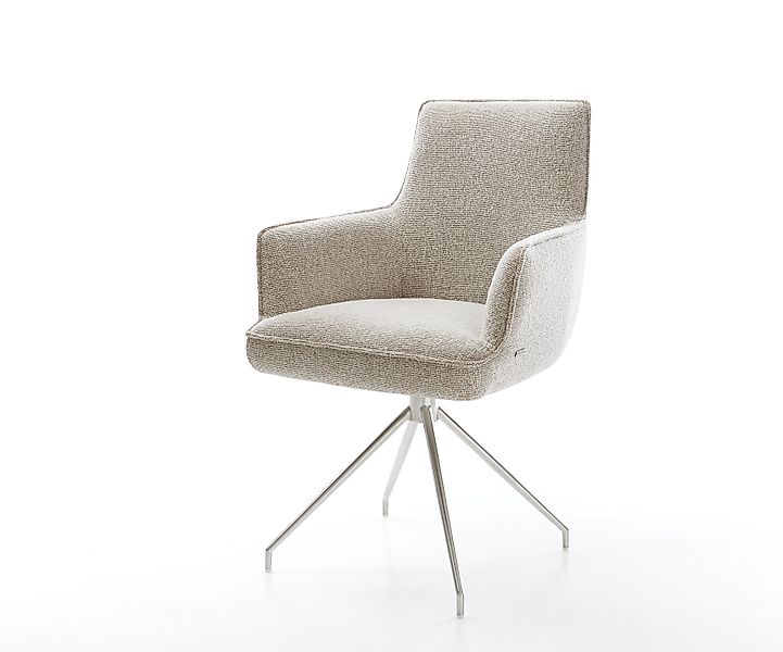 Esszimmerstuhl Heira-Flex mit Armlehnen Webstoff Soft Beige Kreuzgestell ko günstig online kaufen