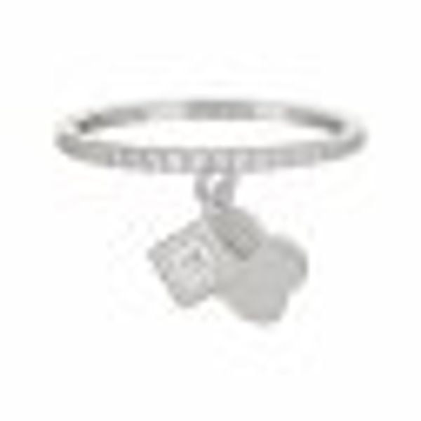 Ring 925 Sterling Silber rhodiniert mit Anhängern Kleeblatt Zirkonia günstig online kaufen