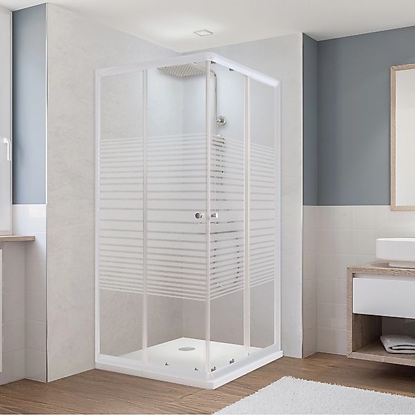 Breuer Eckeinstieg Malta mit Schiebetür 4-teilig 180 cm x 90 cm Weiß günstig online kaufen