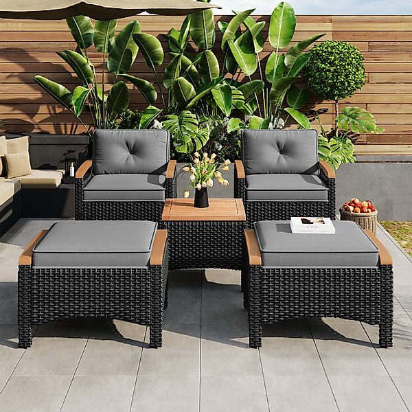 Flieks Balkonset, 4-Sitzer Rattan Gartenmöbel Doppelsitz günstig online kaufen