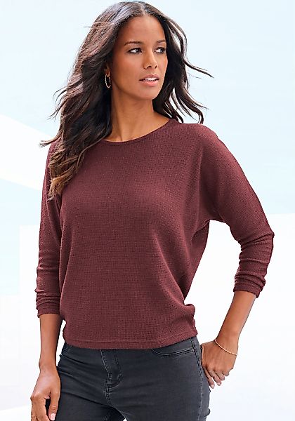 Vivance Langarmshirt "aus weichem Strukturstrick" aus bügelfreier Qualität günstig online kaufen