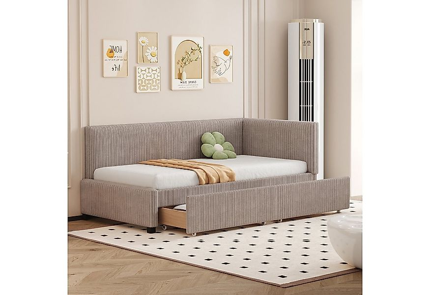 HAUSS SPOLE Schlafsofa 90x200 mit 2 großen Stauraumschubladen und Lattenros günstig online kaufen