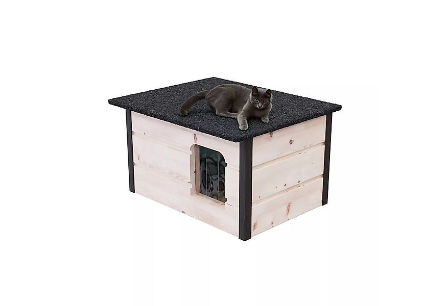 QLS Tierhaus Katzenhaus aus Holz isoliert 57x47 cm, Katzenhütte Katzenhöhle günstig online kaufen
