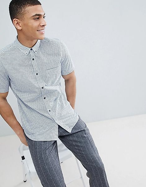 French Connection – Hemd mit geometrischem Muster-Weiß günstig online kaufen