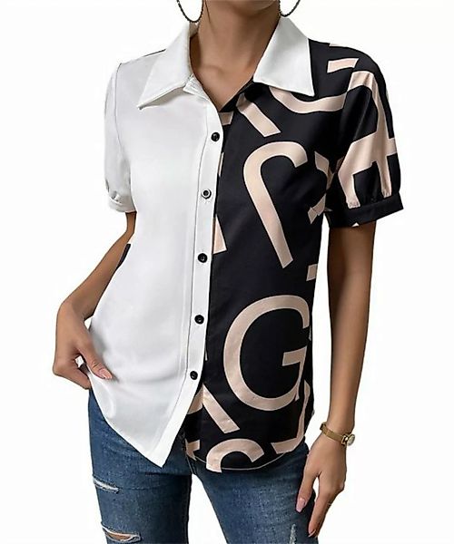 ZWY Kurzarmbluse Damenhemd mit schmaler Passform, Revers und kurzen Ärmeln günstig online kaufen