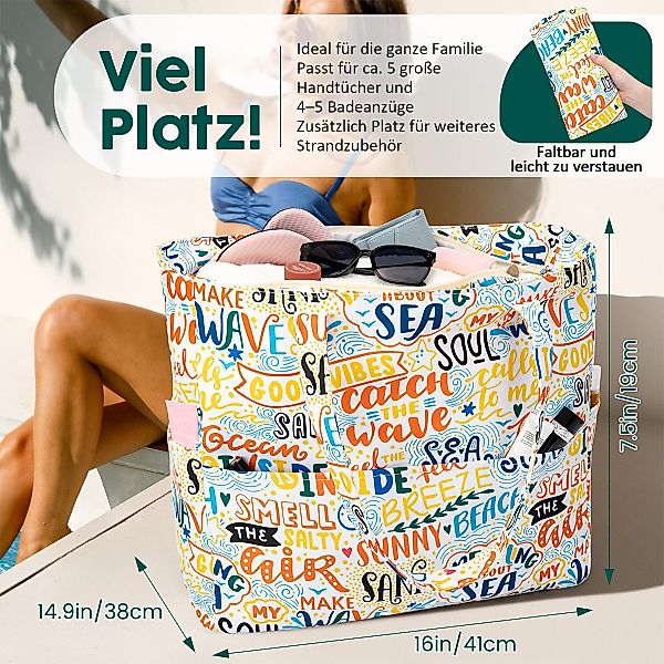 RWEUOQ Strandtasche Strandtasche XXL mit Reißverschluss günstig online kaufen