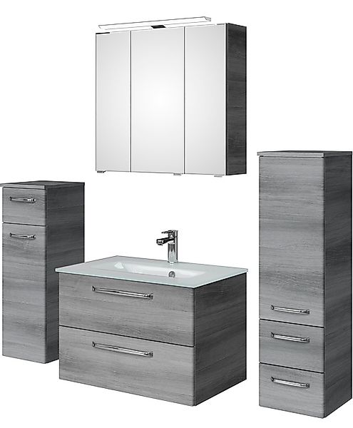 Saphir Badmöbel-Set »Badmöbel-Set Trentino 4-teilig Glas-Waschtisch mit LED günstig online kaufen