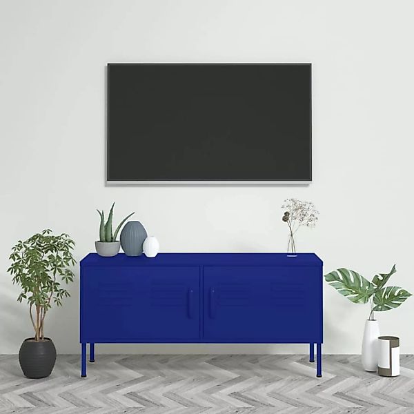 vidaXL TV-Schrank TV-Schrank Marineblau 105x35x50 cm Stahl Lowboard günstig online kaufen