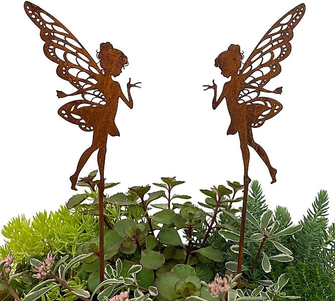 LB H&F Lilienburg Dekofigur 2er SET Elfe Fee Rostdeko Gartenstecker Dekofig günstig online kaufen