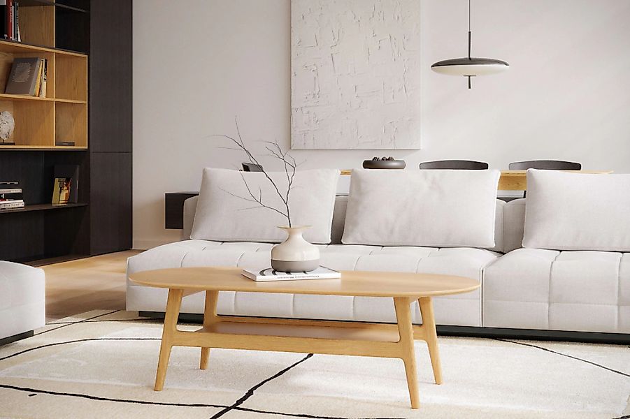 Woodman Couchtisch "Curved" Scandi Design, Breite 130 cm, FSC-zertifiziert günstig online kaufen