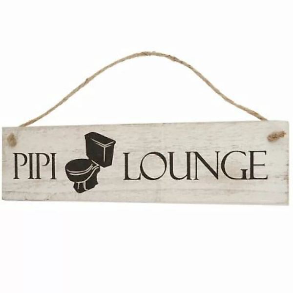 HWC Mendler Wandschild Pipi-Lounge im Shabby-Look 11x43x1cm weiß günstig online kaufen