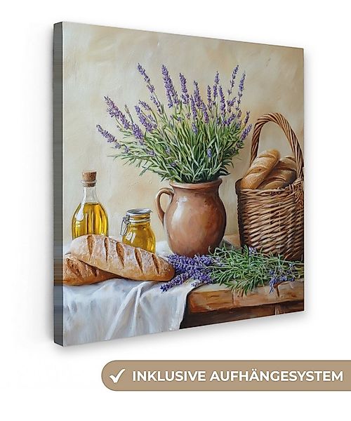 OneMillionCanvasses® Leinwandbild Lavendel - Brot - Stilleben, Fotodruck (1 günstig online kaufen