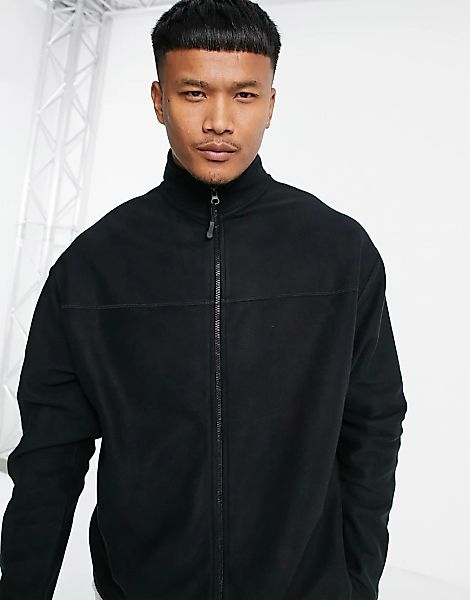 ASOS DESIGN – Übergroße, schwarze Trainingsjacke aus Polar-Fleece günstig online kaufen