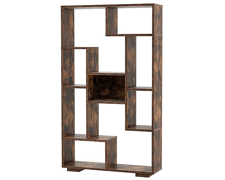 COSTWAY Bücherregal, Holz mit 9 Fächern, Raumteiler geometrisch, 70x20x120c günstig online kaufen