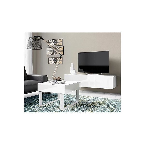 Wohnzimmer Lowboard mit Couchtisch in weiß Hochglanz CAIRNS-132 günstig online kaufen