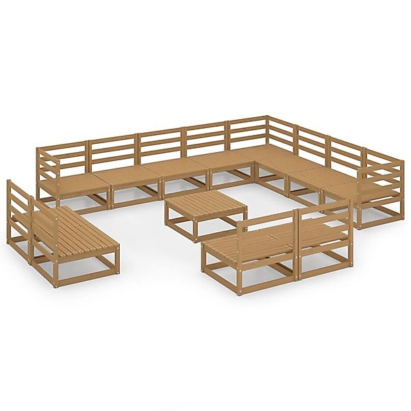 vidaXL 13-tlg Garten-Lounge-Set Honigbraun Massivholz Kiefer Modell 3 günstig online kaufen