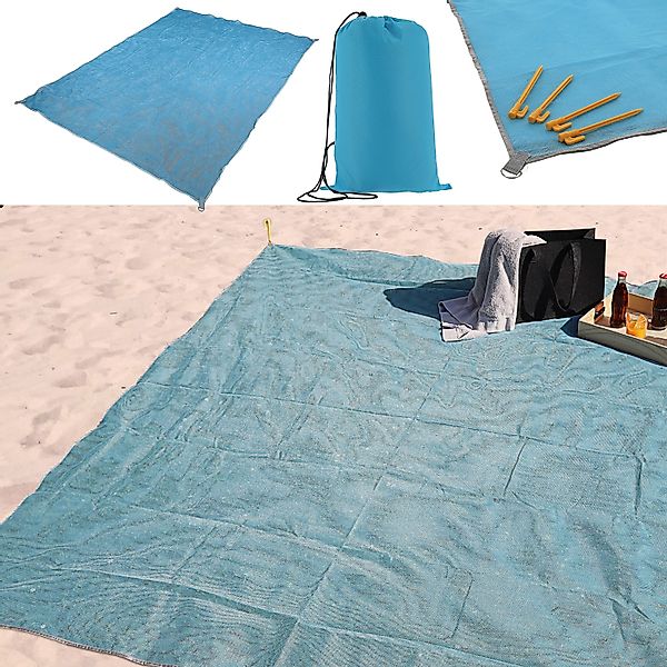 CEPEWA Strandtuch Stranddecke sandfrei blau 200x200cm günstig online kaufen
