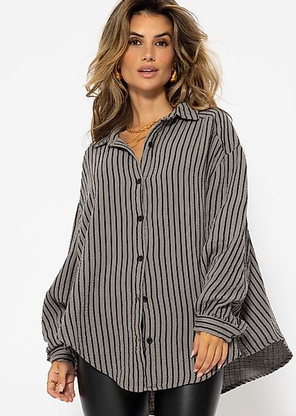 SASSYCLASSY Longbluse Oversize Musselin Bluse Damen günstig online kaufen