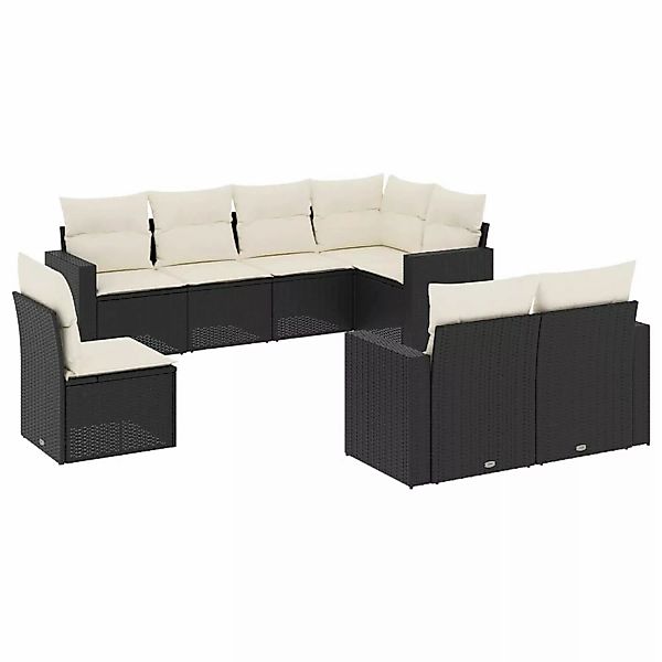 vidaXL 8-tlg Garten-Sofagarnitur mit Kissen Schwarz Poly Rattan Modell 14 günstig online kaufen