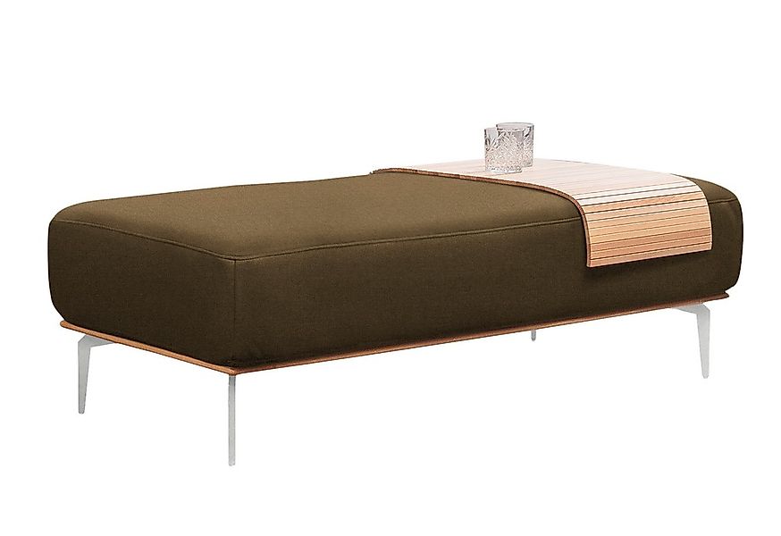 W.SCHILLIG Polsterhocker mit elegantem Holzsockel, Füße in Chrom glänzend, günstig online kaufen