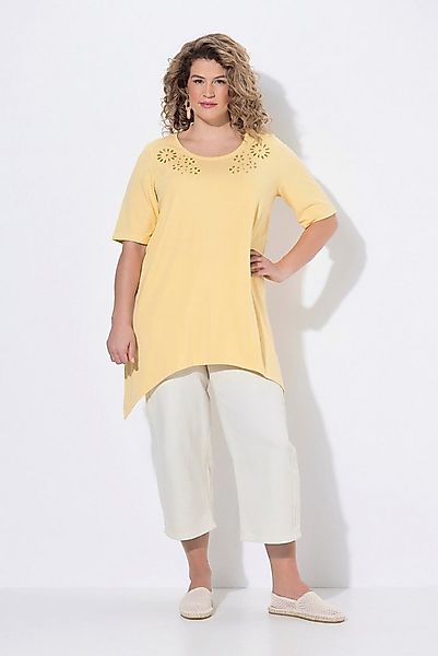 Ulla Popken Longshirt T-Shirt Lochstickerei Rundhals Halbarm günstig online kaufen