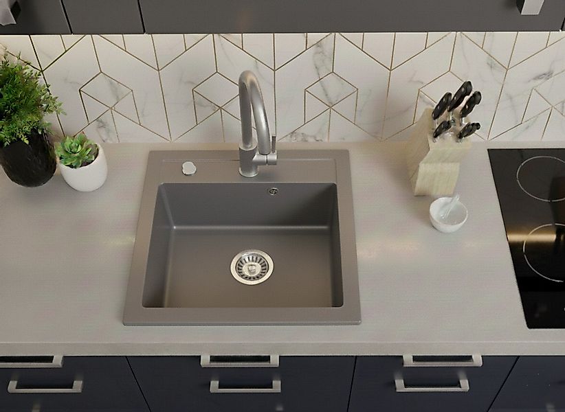 Faizee Home Granitspüle Hochwertige Granitspülen – 49x52cm Einbauspüle Spül günstig online kaufen