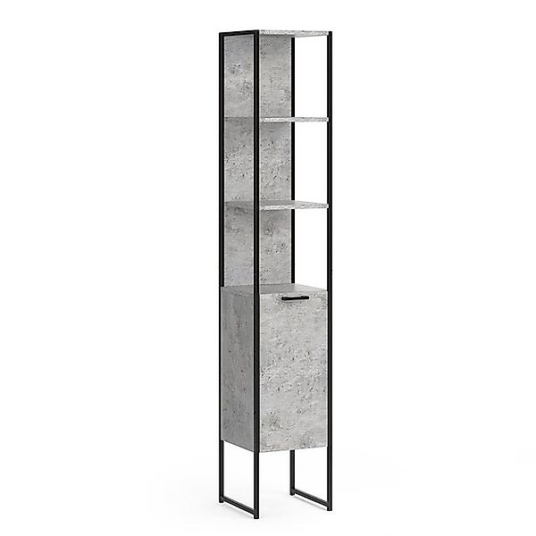 Vicco Badschrank Fyrk Beton/Schwarz 33 x 185 cm günstig online kaufen