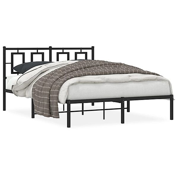 vidaXL Bettgestell mit Kopfteil Metall Schwarz 135x190 cm 374240 günstig online kaufen