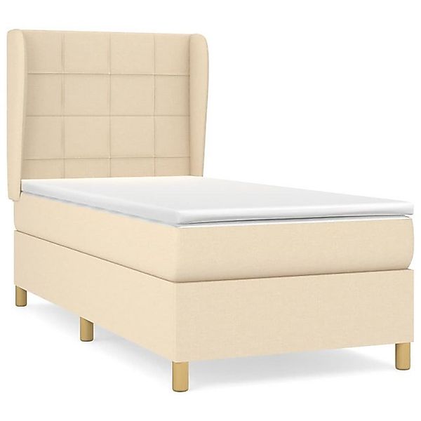 vidaXL Boxspringbett, Boxbett mit Matratze Creme 80x200 cm Stoff günstig online kaufen