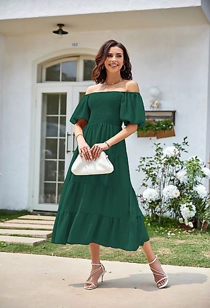 SEGUEN Sommerkleid Kleid mit quadratischem Ausschnitt und Puffärmeln rücken günstig online kaufen