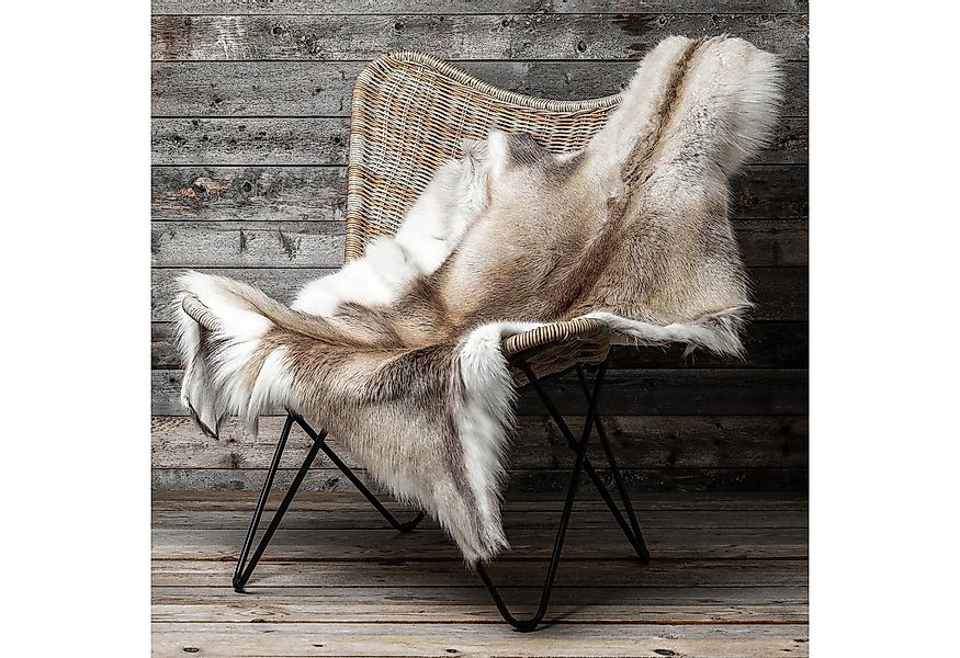 Livorio Fellteppich Rentierfell, hell-dunkel, Größe XL, Länge: 140-145 cm, günstig online kaufen