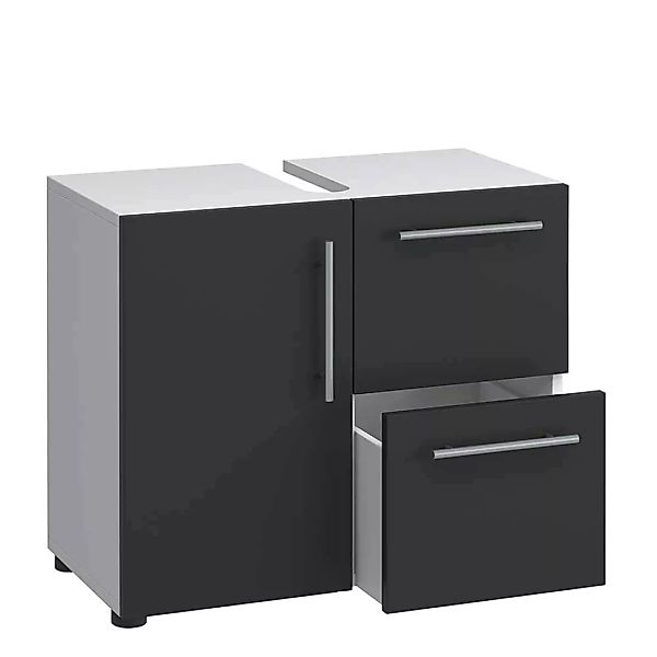 Moderner Waschbeckenunterschrank in Schwarz und Weiß zwei Schubladen günstig online kaufen