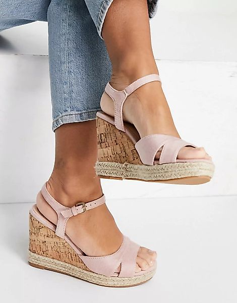 Glamorous – Sandalen mit Keilabsatz aus Kork in Beige-Neutral günstig online kaufen