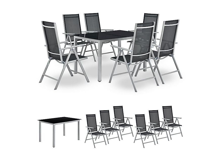Juskys Garten-Essgruppe Milano, (7-tlg), 6 Gartenstühlen plus Tisch - Stühl günstig online kaufen