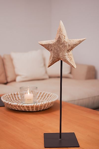 Holzstern auf Eisenständer Natur 50 cm günstig online kaufen