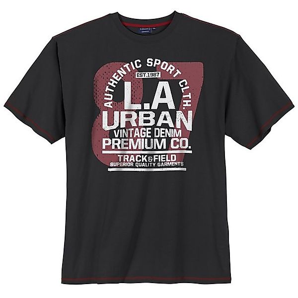 ADAMO Rundhalsshirt Große Größen Herren T-Shirt schwarz Frontprint L.A Urba günstig online kaufen