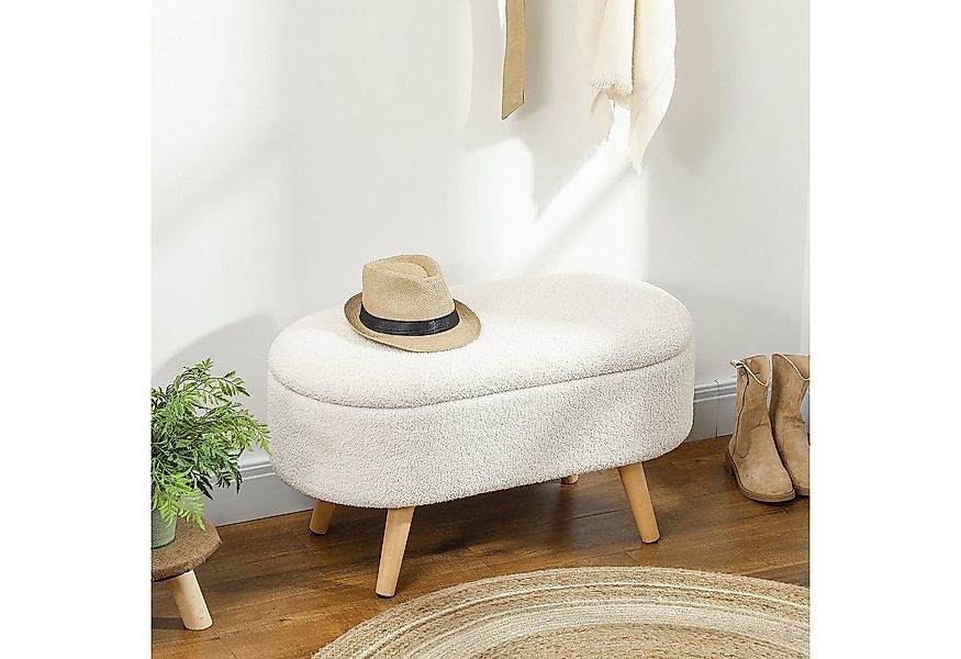 HOMCOM Sitzbank mit Stauraum, Deckel, Teddysamtoptik (Truhenbank, 1-St., Po günstig online kaufen