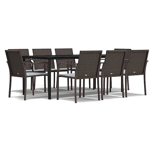 vidaXL 9-Tlg Garten-Essgruppe mit Kissen Poly Rattan und Stahl 3186966 günstig online kaufen