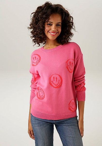 Aniston CASUAL Strickpullover mit eingestrickten Smileys günstig online kaufen