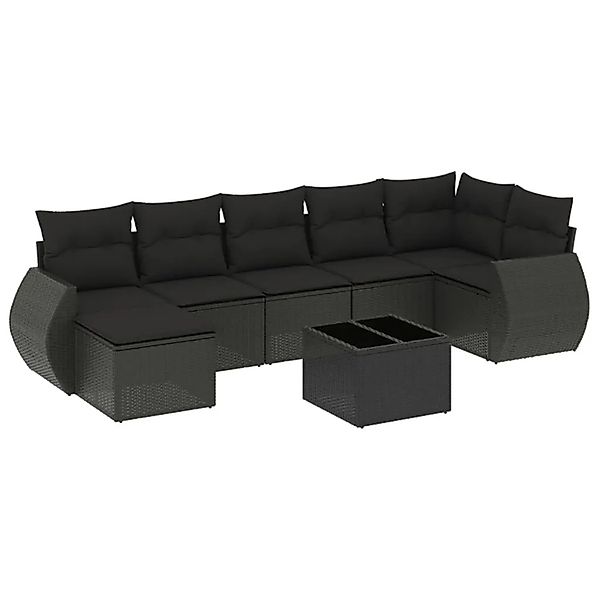 vidaXL 8-Tlg Garten-Sofagarnitur mit Kissen Schwarz Poly Rattan 3221684 günstig online kaufen