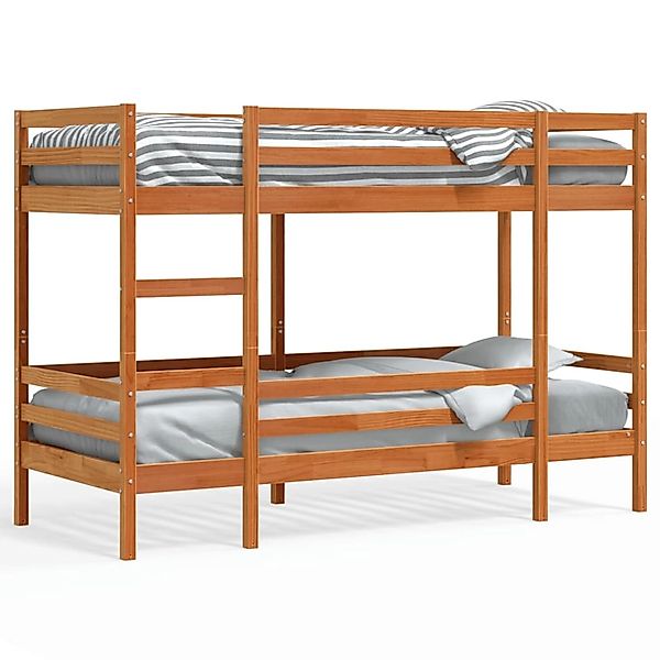 vidaXL Bett Etagenbett Wachsbraun 75x190 cm Massivholz Kiefer günstig online kaufen