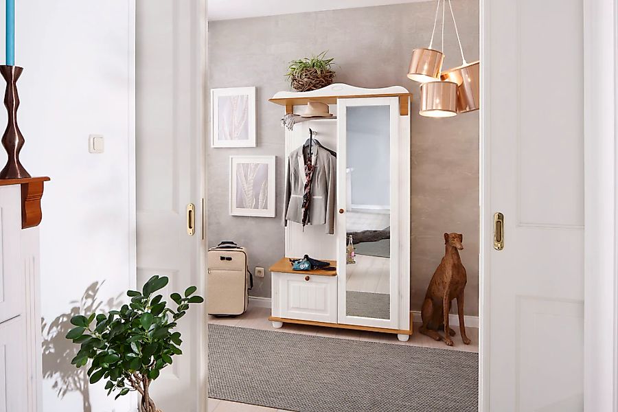 OTTO home Kompaktgarderobe "Adele" Breite 108 cm, mit Spiegeltür, aus massi günstig online kaufen