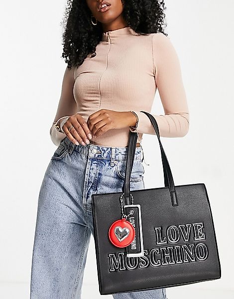 Love Moschino – Tragetasche mit großem Logo in Schwarz günstig online kaufen