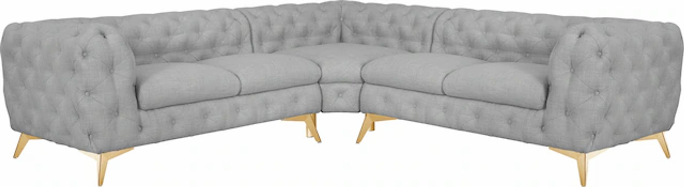 Leonique Chesterfield-Sofa "Ecksofa GLYNIS L-Form mit Wellenunterfederung, günstig online kaufen