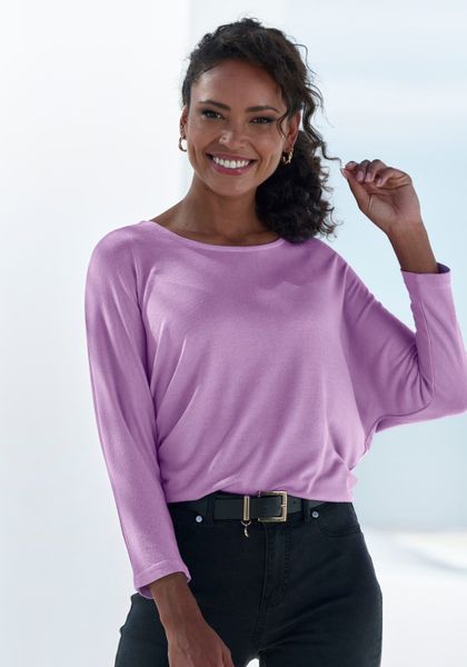 LASCANA 3/4-Arm-Shirt "aus leichter Feinstrickqualität" mit Fledermausärmel günstig online kaufen