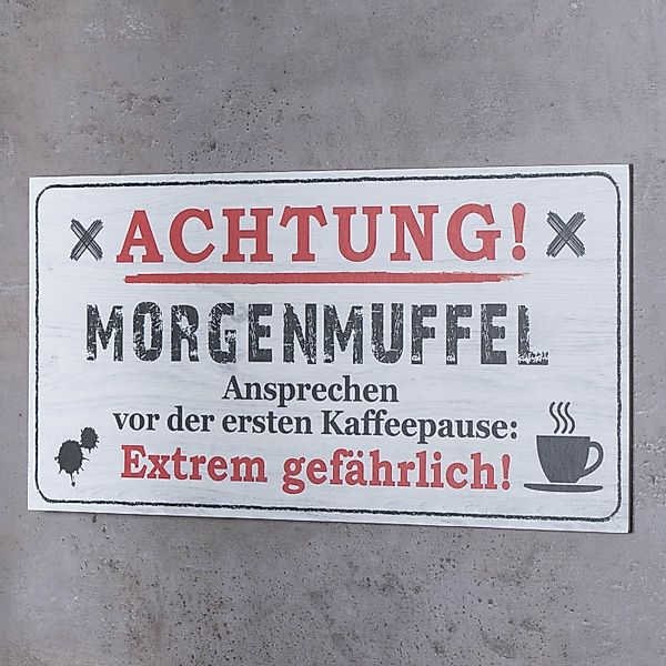 Levandeo® Wandbild, Wandbild 40x20cm Morgenmuffel Spruch günstig online kaufen