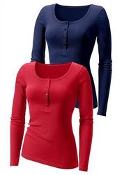 H.I.S Langarmshirt "mit kurzer Knopfleiste" 2er-Pack, aus modischer Rippqua günstig online kaufen