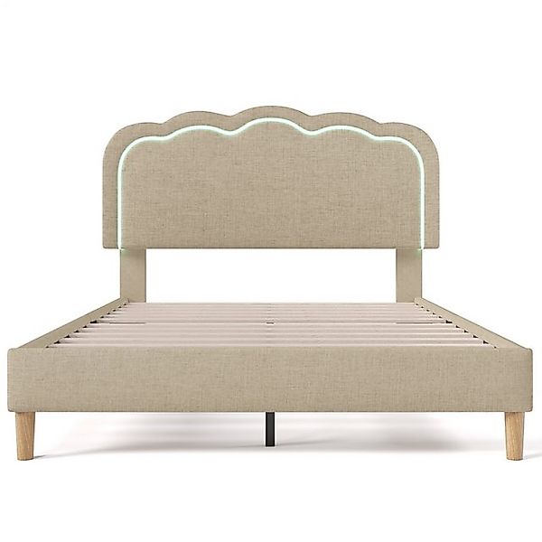 Gotagee Polsterbett Doppelbett LED 140x200 Gästebett Leinenmaterial Jugendb günstig online kaufen