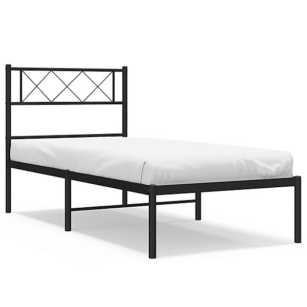 vidaXL Bettgestell Bettrahmen mit Kopfteil Metall Schwarz 80x200 cm Bett Be günstig online kaufen